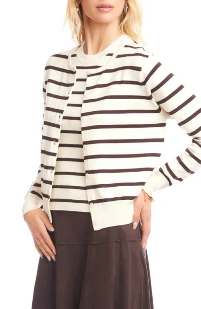 Karen Kane Striped Cardigan In White