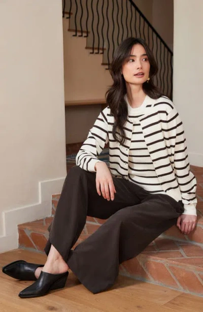 Karen Kane Striped Cardigan In White