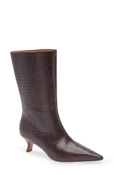 Rag & Bone Mott Croc-embossed Leather Boots In Brown