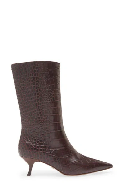 Rag & Bone Mott Croc-embossed Leather Boots In Brown