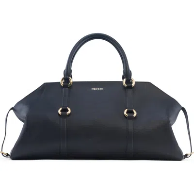 Alexander Mcqueen Borsa A Mano Farringdon Media In Pelle Nera Donna In Multi