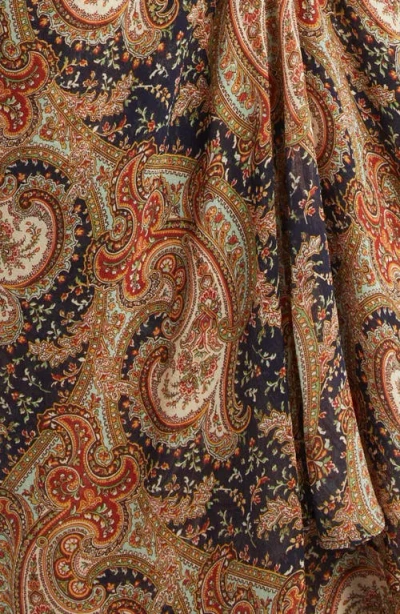 Veronica Beard Sira Paisley Print Ruffle Silk High-low Skirt In Brown