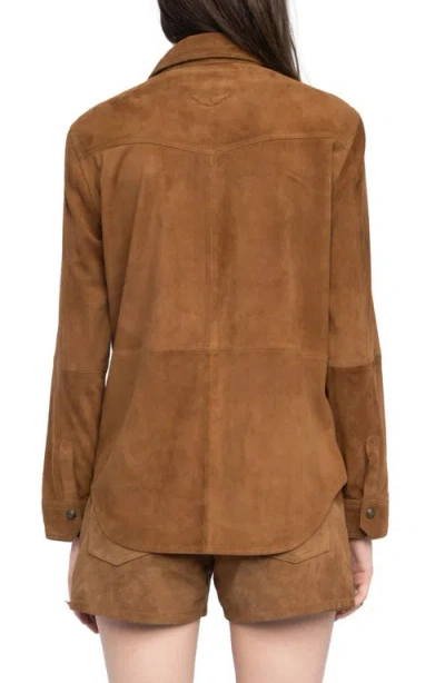 Zadig & Voltaire Womens Daim Thelma Patch-pocket Suede Shirt Xs In Brown