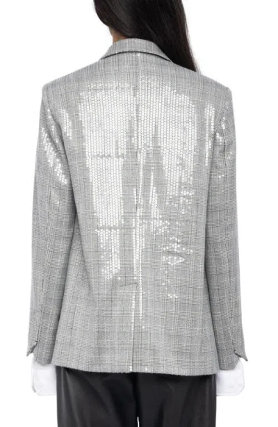 Zadig & Voltaire Vanille Sequin Plaid Blazer In Gray