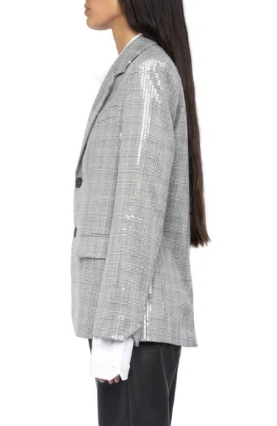 Zadig & Voltaire Vanille Sequin Plaid Blazer In Gray