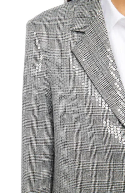 Zadig & Voltaire Vanille Sequin Plaid Blazer In Gray