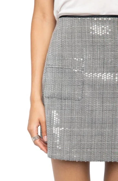 Zadig & Voltaire Womens Black Jamie Sequin-embellished High-rise Stretch-woven Mini Skirt In Gray
