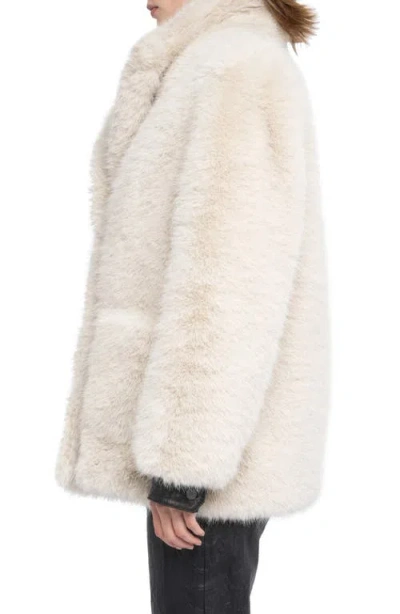 Zadig & Voltaire Womens Ecru Fleur Classic-collar Faux-fur Coat In Neutral