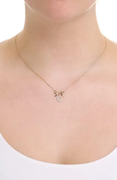 Athra Luxe Cubic Zirconia Bow Initial Pendant Necklace