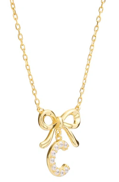 Athra Luxe Cubic Zirconia Bow Initial Pendant Necklace