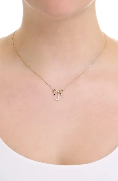 Athra Luxe Cubic Zirconia Bow Initial Pendant Necklace