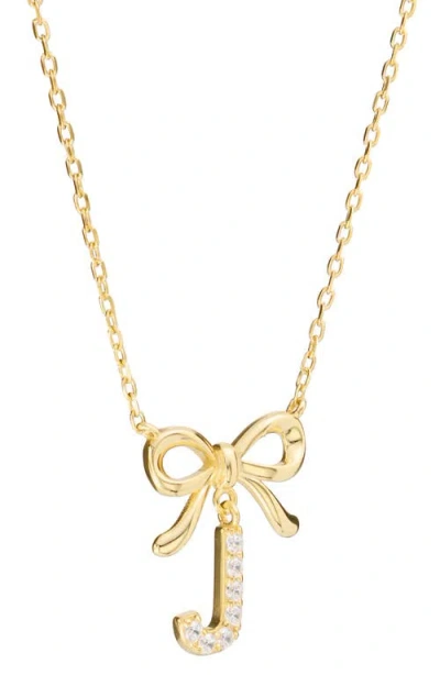 Athra Luxe Cubic Zirconia Bow Initial Pendant Necklace