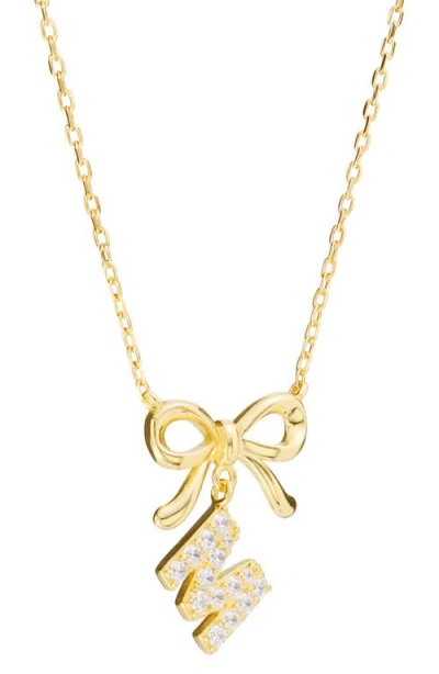 Athra Luxe Cubic Zirconia Bow Initial Pendant Necklace