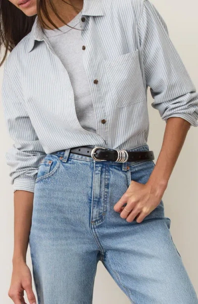 Marine Layer Jane California Relaxed Stripe Button-up Shirt In Gold