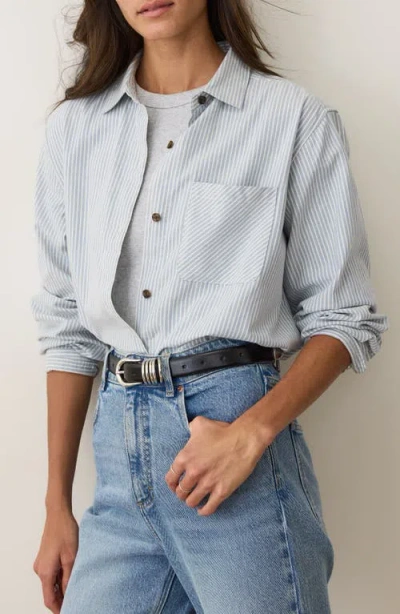 Marine Layer Jane California Relaxed Stripe Button-up Shirt In Gold