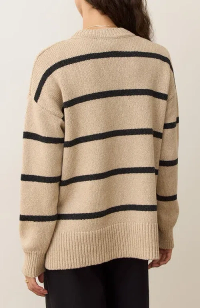 Marine Layer Berkeley Stripe Merino Wool Blend Sweater In Burgundy
