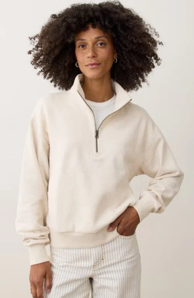 Marine Layer Cloud 9 Cotton Blend Fleece Half Zip Sweatshirt In Neutral