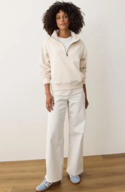 Marine Layer Cloud 9 Cotton Blend Fleece Half Zip Sweatshirt In Neutral