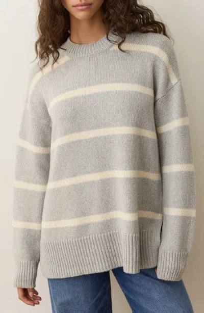 Marine Layer Berkeley Oversize Crewneck Wool Blend Sweater In Gray