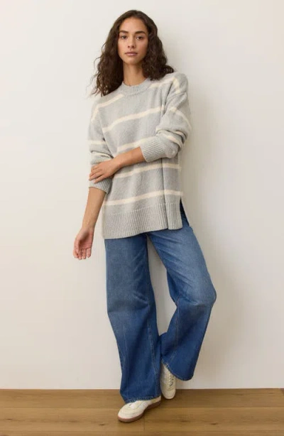 Marine Layer Berkeley Oversize Crewneck Wool Blend Sweater In Gray