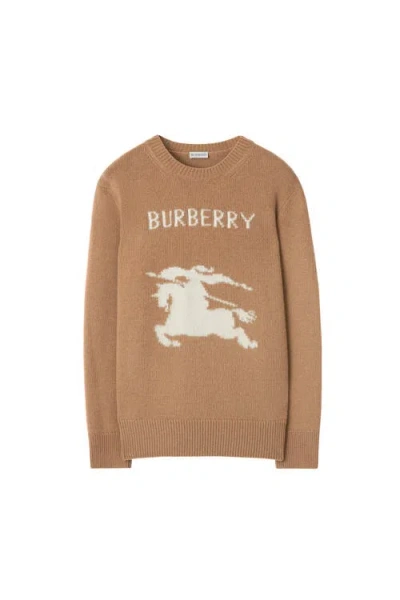 Burberry Wool And Cashmere Pullover With Ekd In Brown