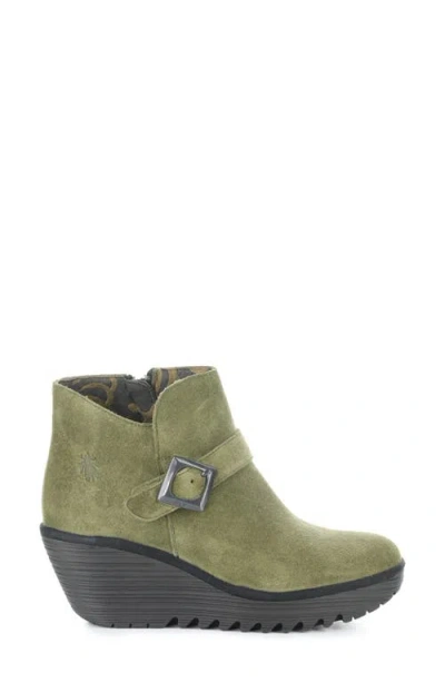 Fly London Yort Wedge Bootie In Green