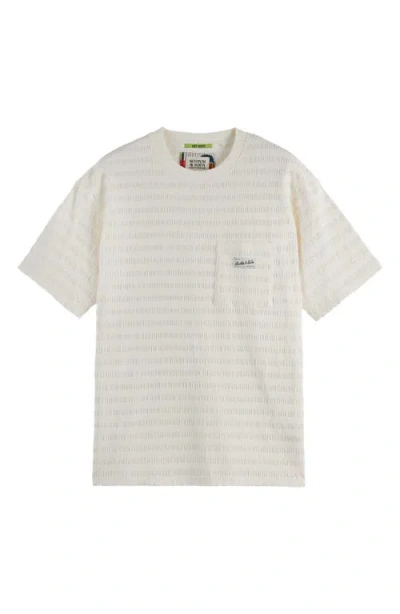 Scotch & Soda Relaxed Fit Tonal Stripe Pocket Tee In White