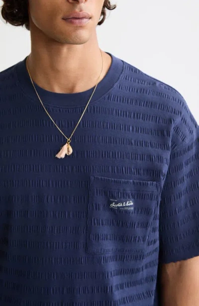 Scotch & Soda Texture Stripe T-shirt In Burgundy