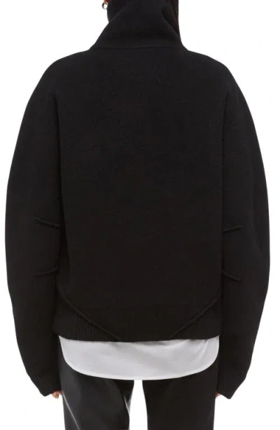 Helmut Lang Boiled Wool Half-zip Sweater In Black