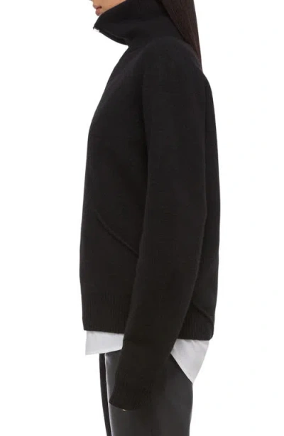 Helmut Lang Boiled Wool Half-zip Sweater In Black