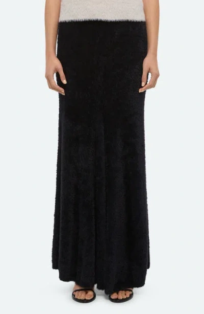 Helmut Lang Grunge Faux Fur Maxi Skirt In Black