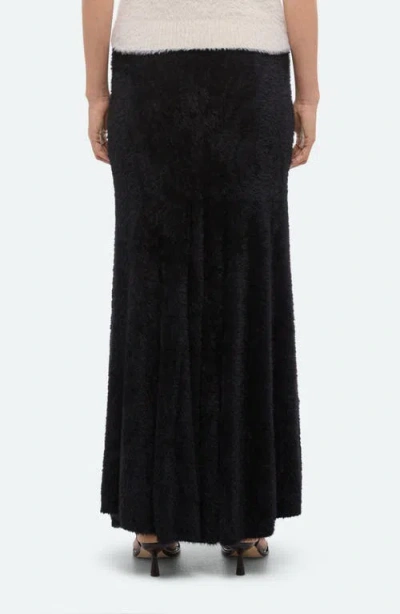 Helmut Lang Grunge Faux Fur Maxi Skirt In Black