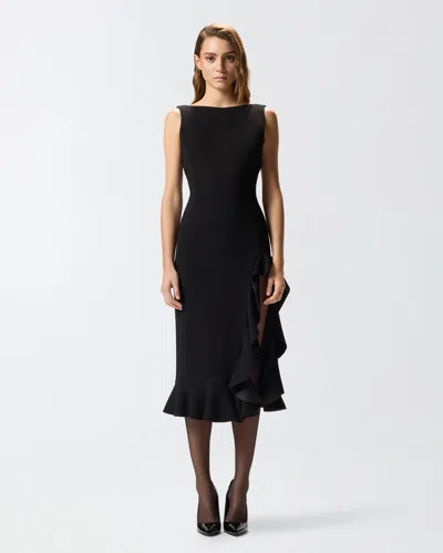 Pinko Ruffled Midi Skirt In Black