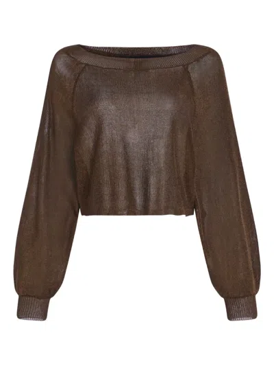 Ser.o.ya Felicity Metallic Knitted Top In Brown
