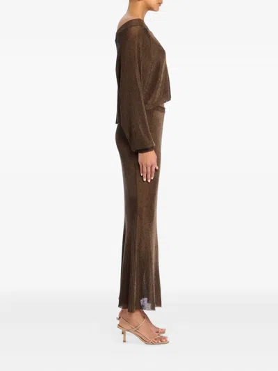 Ser.o.ya Felicity Metallic Knitted Top In Brown