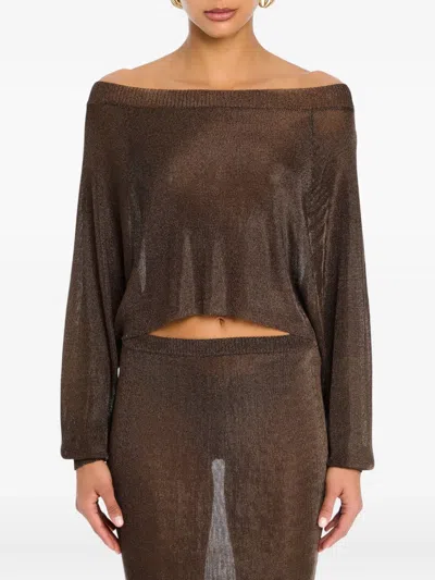 Ser.o.ya Felicity Metallic Knitted Top In Brown