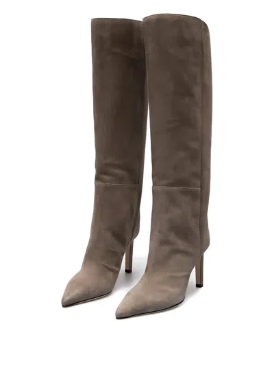 Jimmy Choo 85mm Alizze Pointed-toe Knee-high Boots In Brown