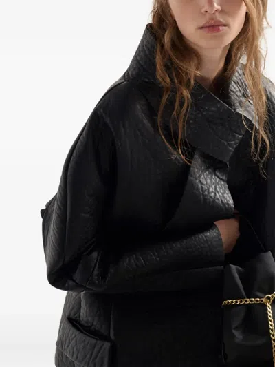 Prada Nappa Leather Jacket With Scarf Collar In Black