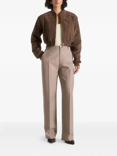 Manière De Voir Monique Wide-shoulder Bomber Jacket In Brown