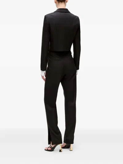 Karl Lagerfeld Rhinestone Lapel Cropped Jacket In Black