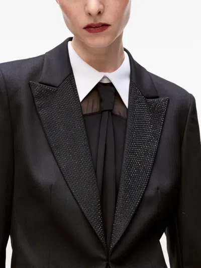 Karl Lagerfeld Rhinestone Lapel Cropped Jacket In Black