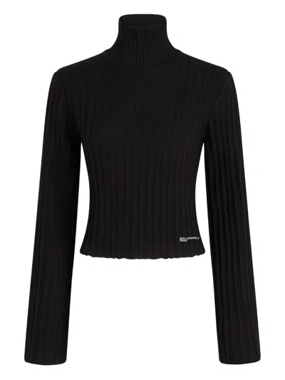 Karl Lagerfeld Jeans Ribbed Turtleneck Sweater In Black