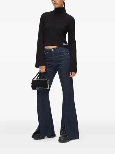 Karl Lagerfeld Jeans Ribbed Turtleneck Sweater In Black