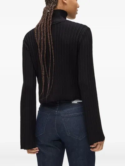 Karl Lagerfeld Jeans Ribbed Turtleneck Sweater In Black