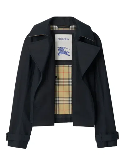 Burberry Double-breasted Belted Cropped Jacket In Multi