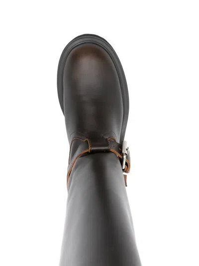 Maje Buckle-strap Platform Boots In Black