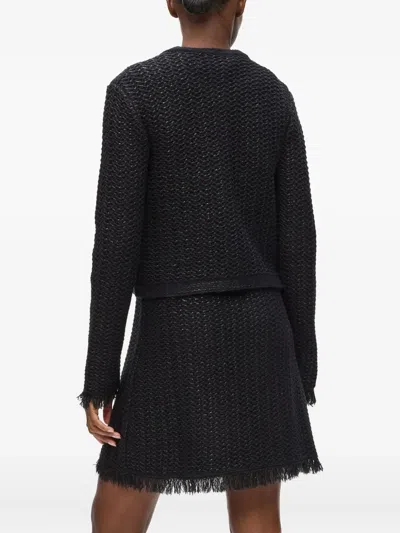 Karl Lagerfeld Tweed Frayed Jacket In Black