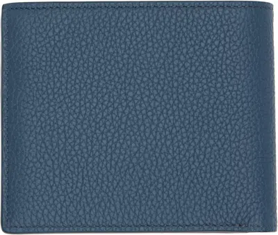 Tom Ford Classic Grain Leather Bi-fold Wallet In Blue