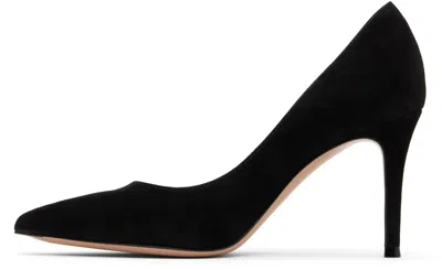 Gianvito Rossi Black Chamois Leather Pumps With Heel In Black