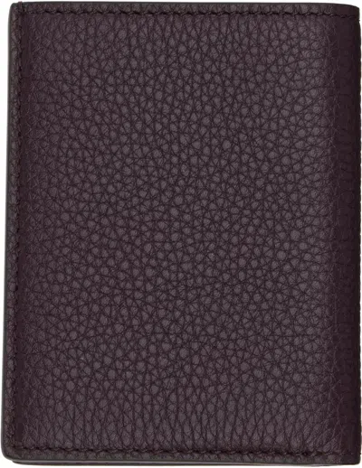 Tom Ford Burgundy Grain Leather Folding Card Holder In Brown